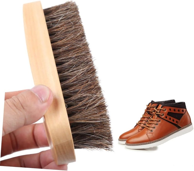 فرشاة أحذية بشعيرات من شعر الحصان ومقبض خشبي مقاومة للرطوبة وقابلة للحمل للرجال والنساء - Image 5